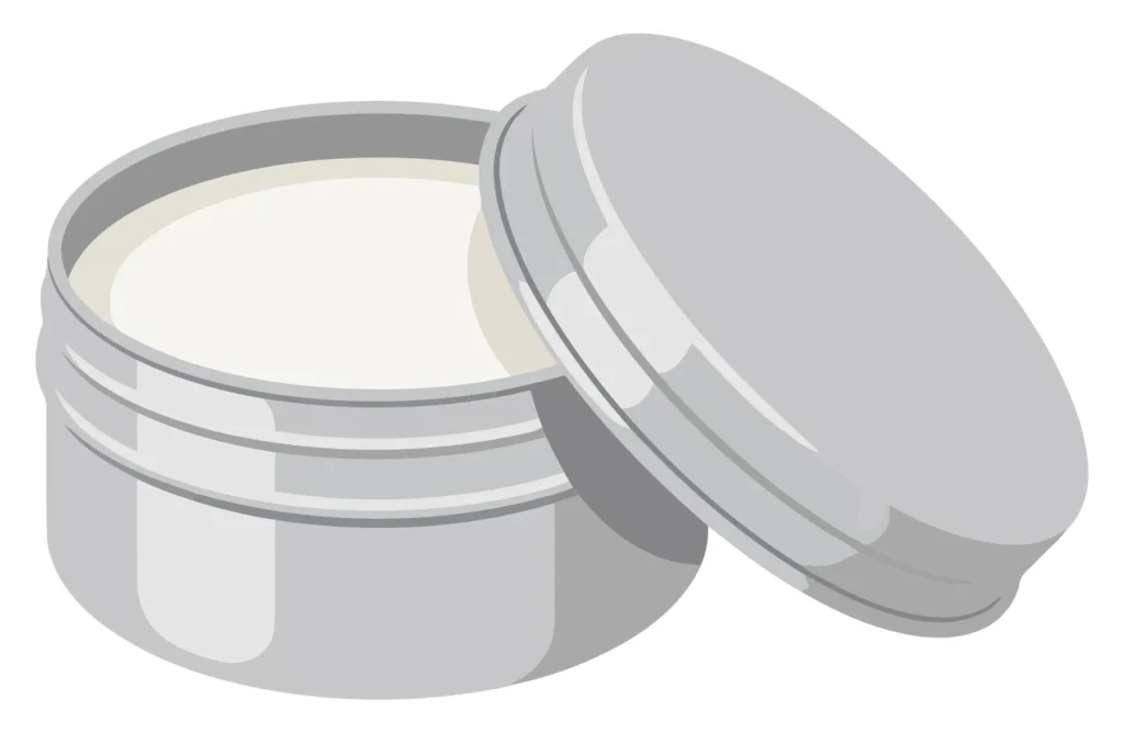 open tin container with cream or ointment