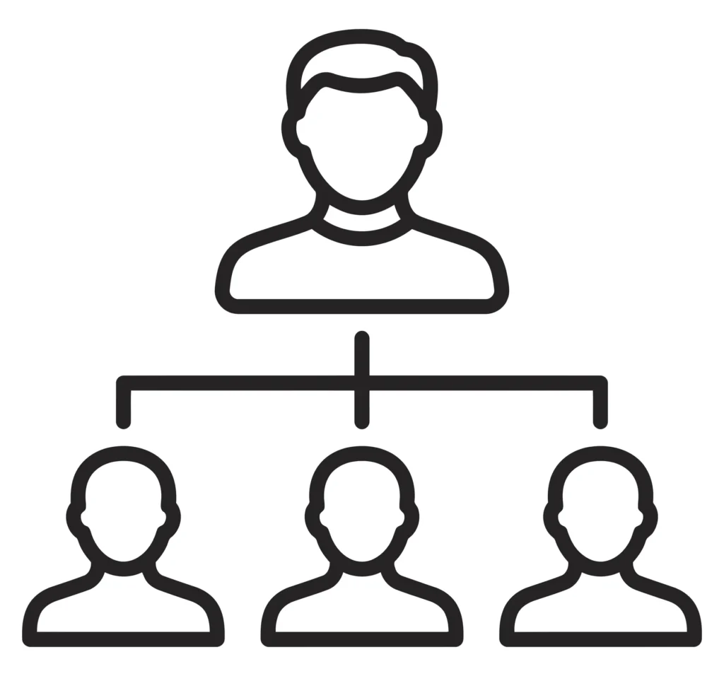 organizational chart icon representing team hierarchy, management structure, and business leadership
