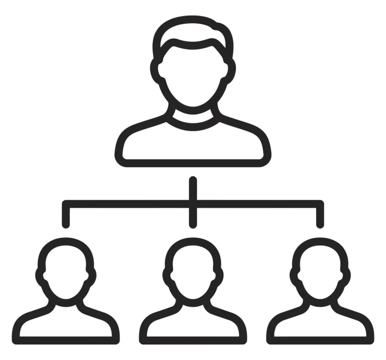 organizational chart icon representing team hierarchy, management structure, and business leadership