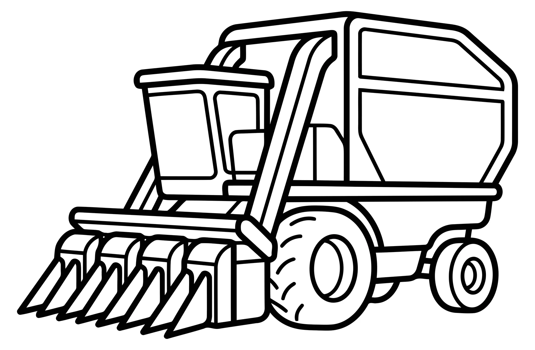 Modern Cotton Harvester Machine Outline Illustration