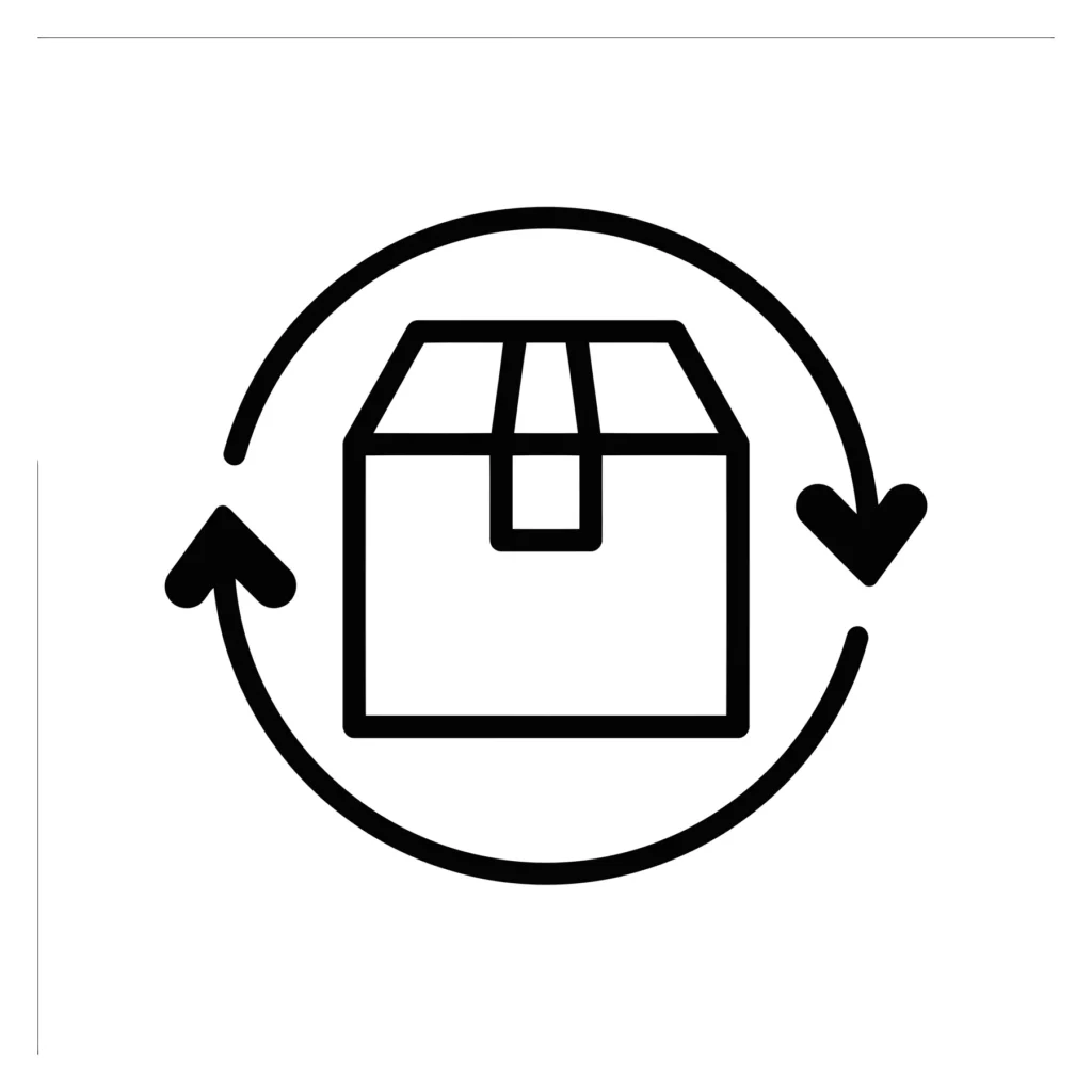 package box with circular arrows return icon