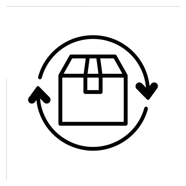 package box with circular arrows return icon