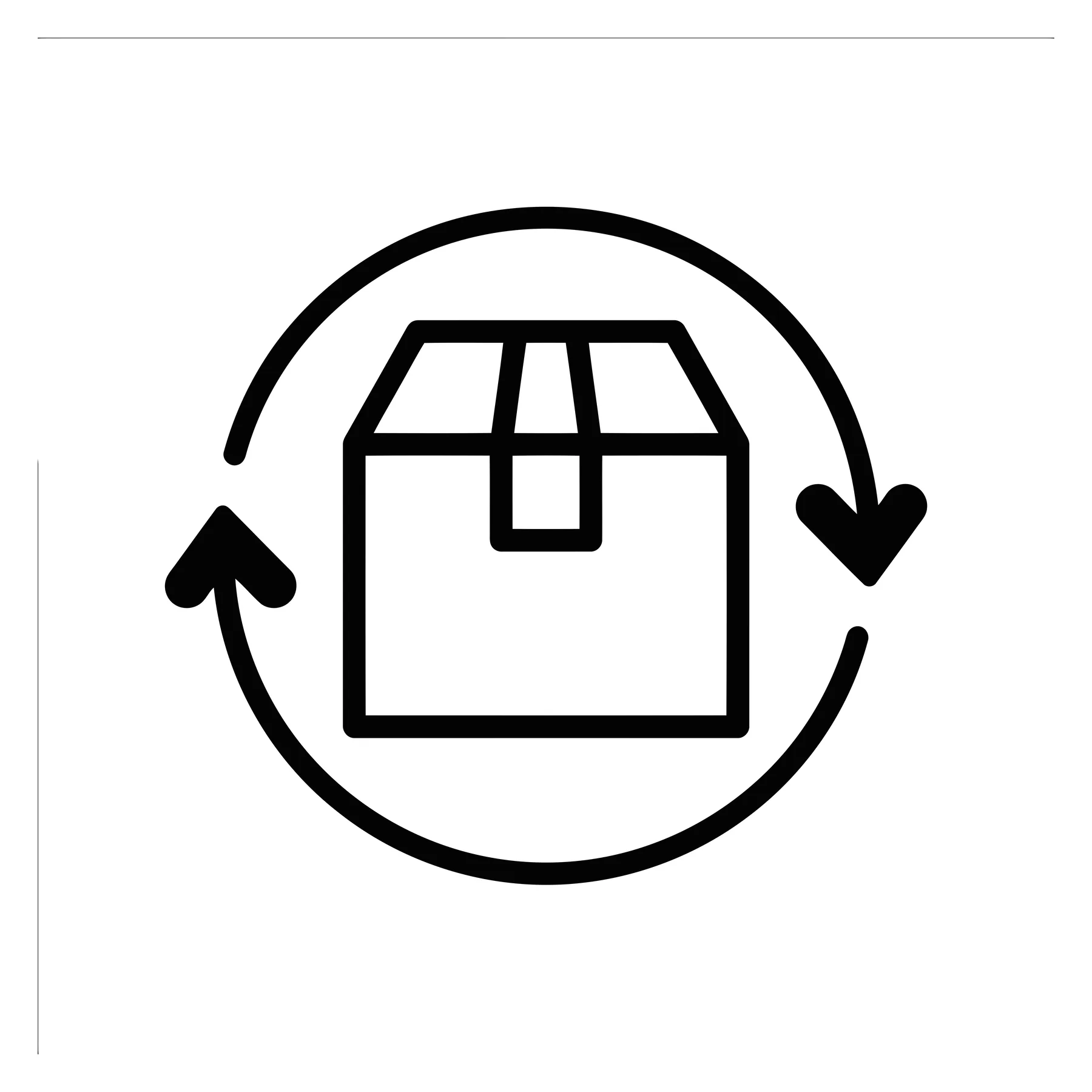 Circular Arrow Return Icon with Package Box