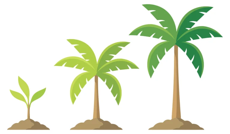 palm tree growth stages vector illustration set isolated on white background