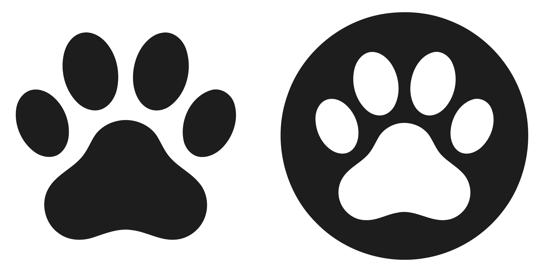 Black and White Paw Print Icons Set