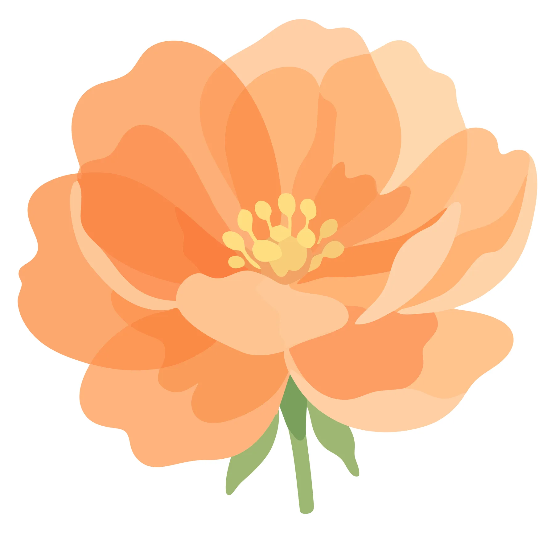 Peach Colored Flower Illustration in Flat Style
