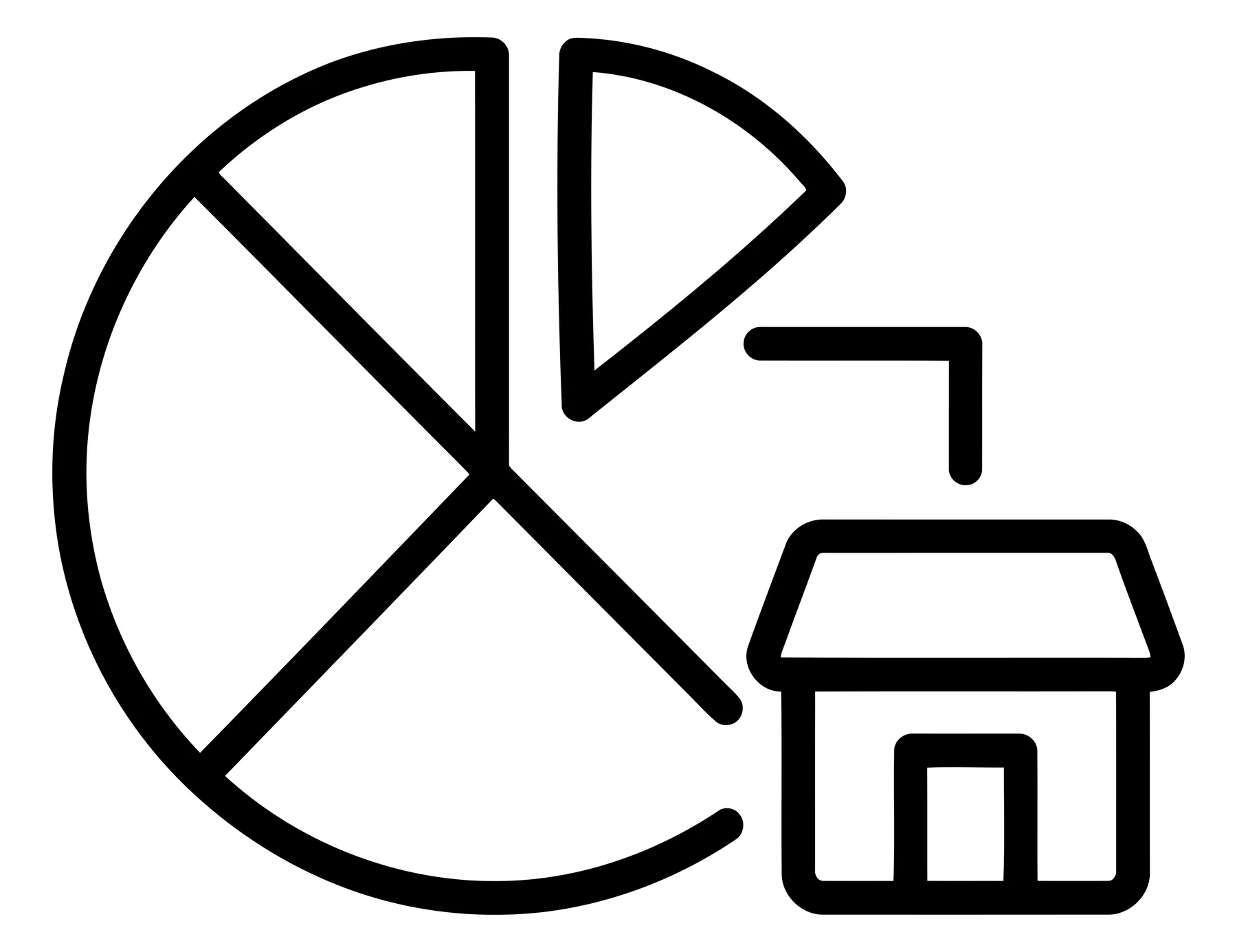Real Estate Market Share Pie Chart Icon with House Symbol