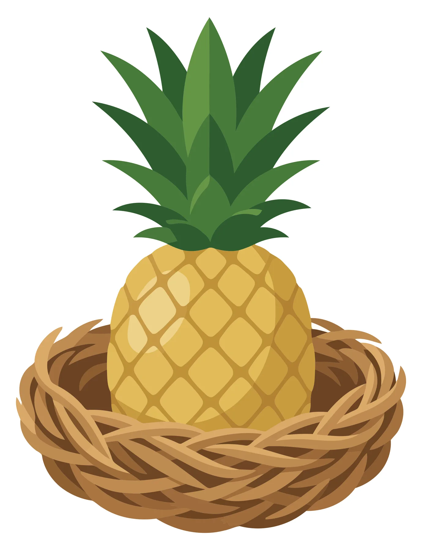 Fresh Pineapple in Woven Nest Illustration