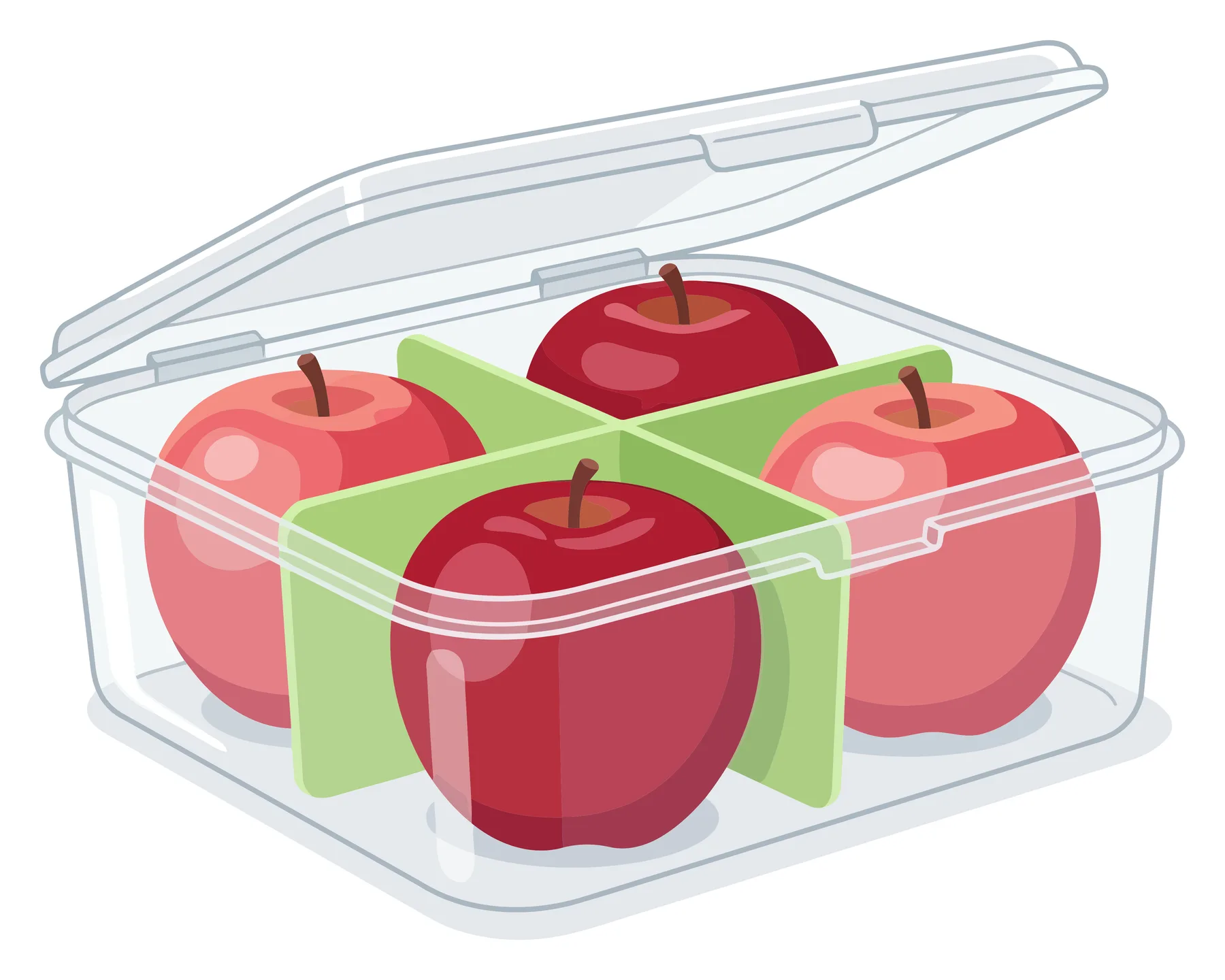 Clear Plastic Container with Fresh Red Apples