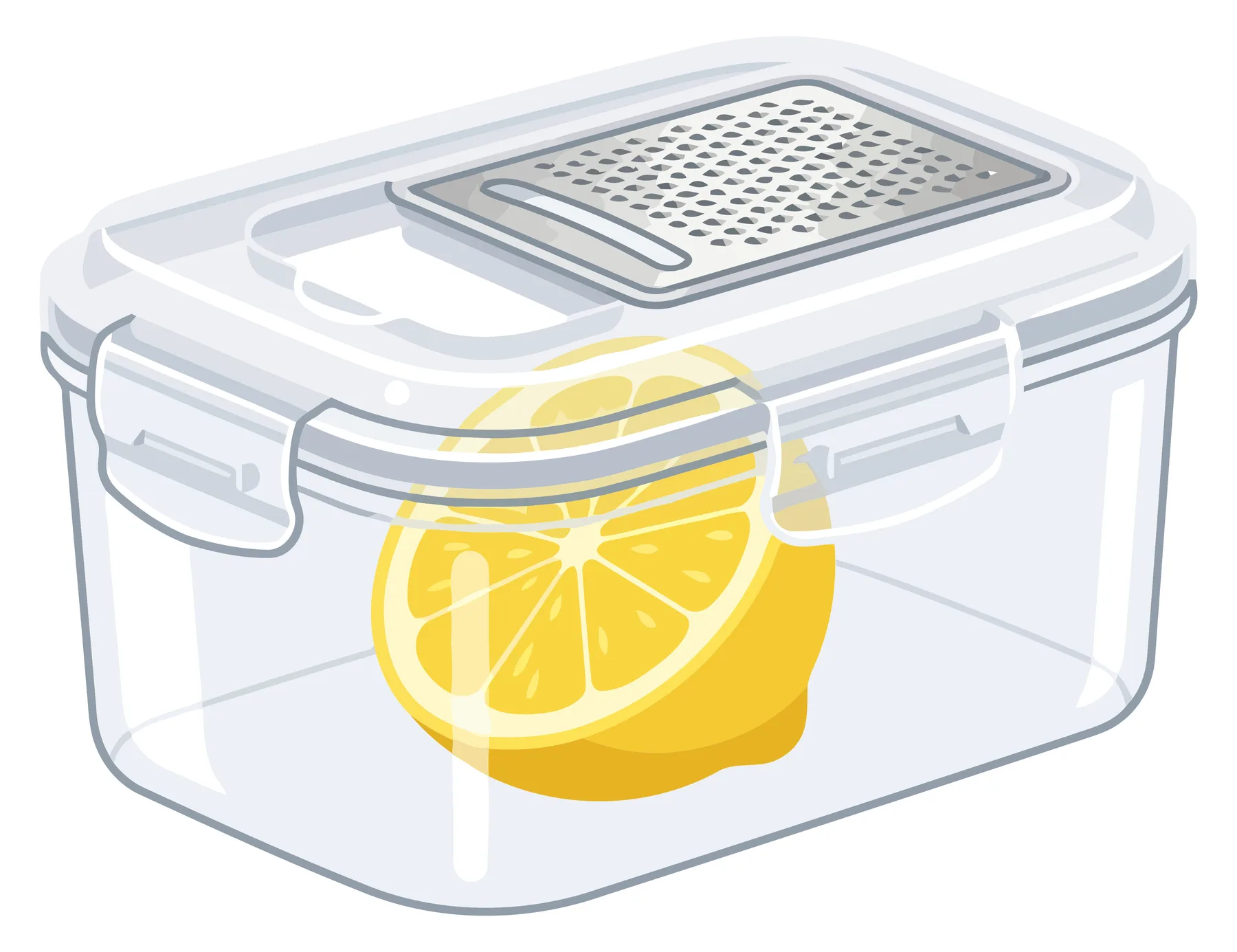 Clear Plastic Food Storage Container with Lemon Slice
