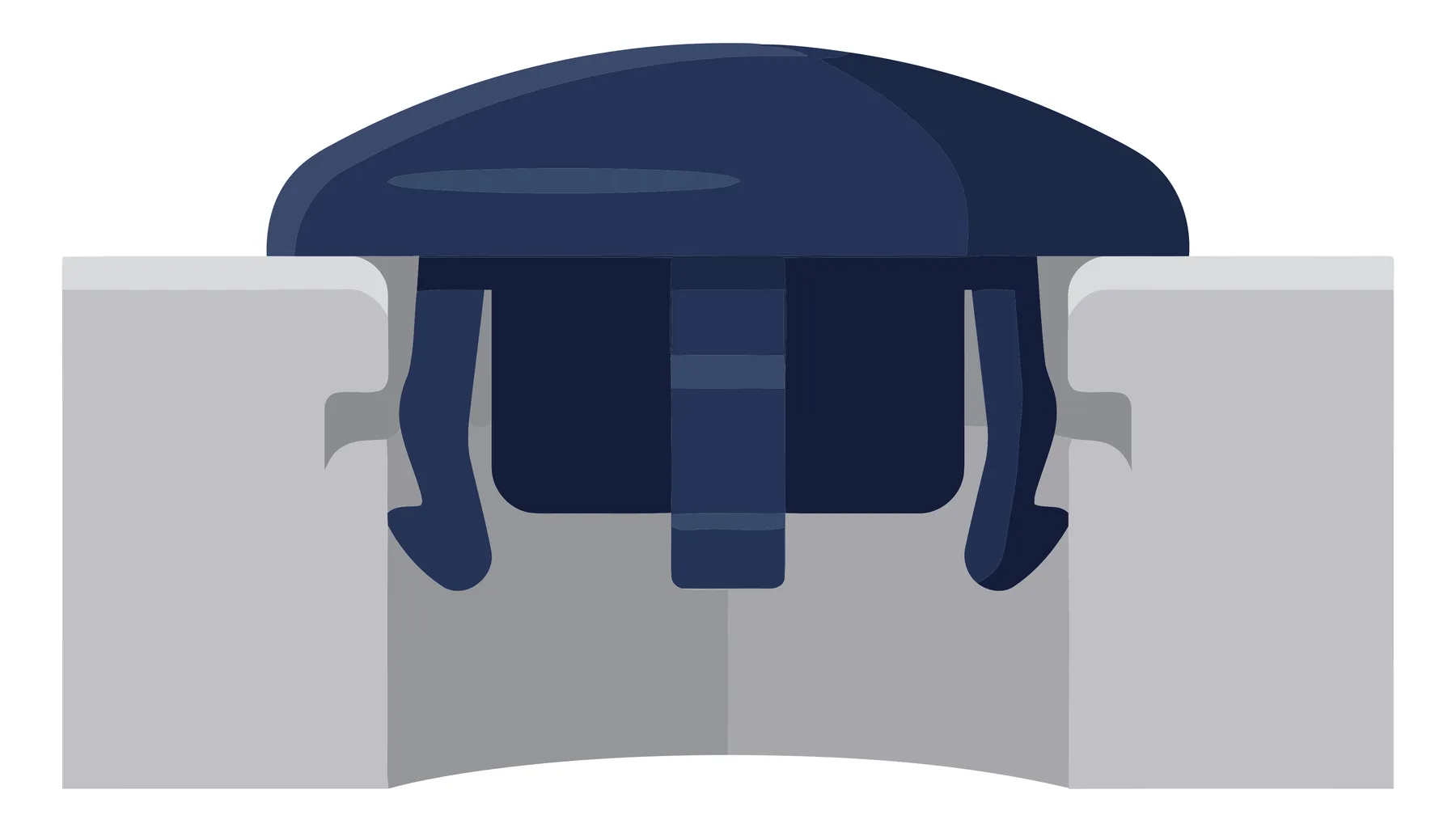 Plastic Push Clip Fastener Cross Section Vector Illustration
