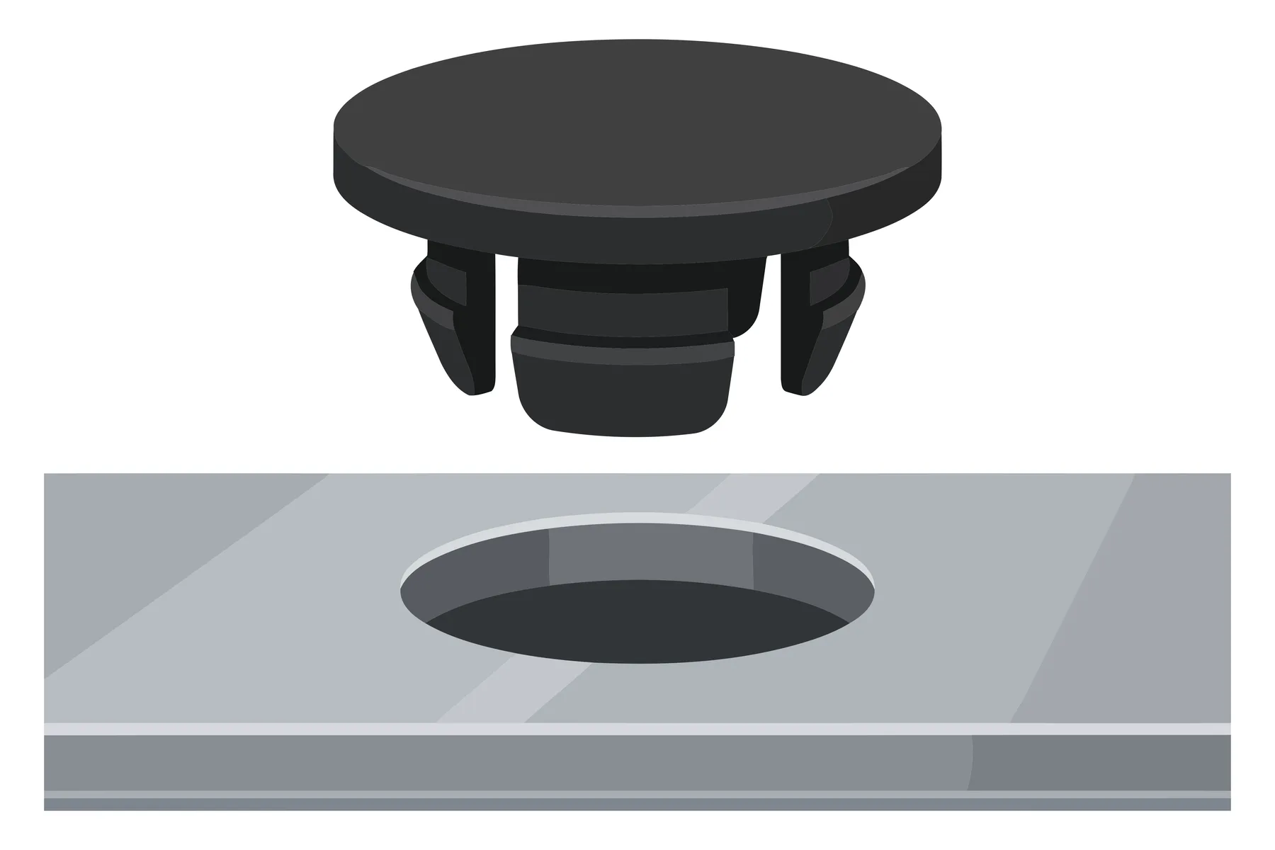 Black Plastic Push-In Fastener Rivet for Automotive Panels