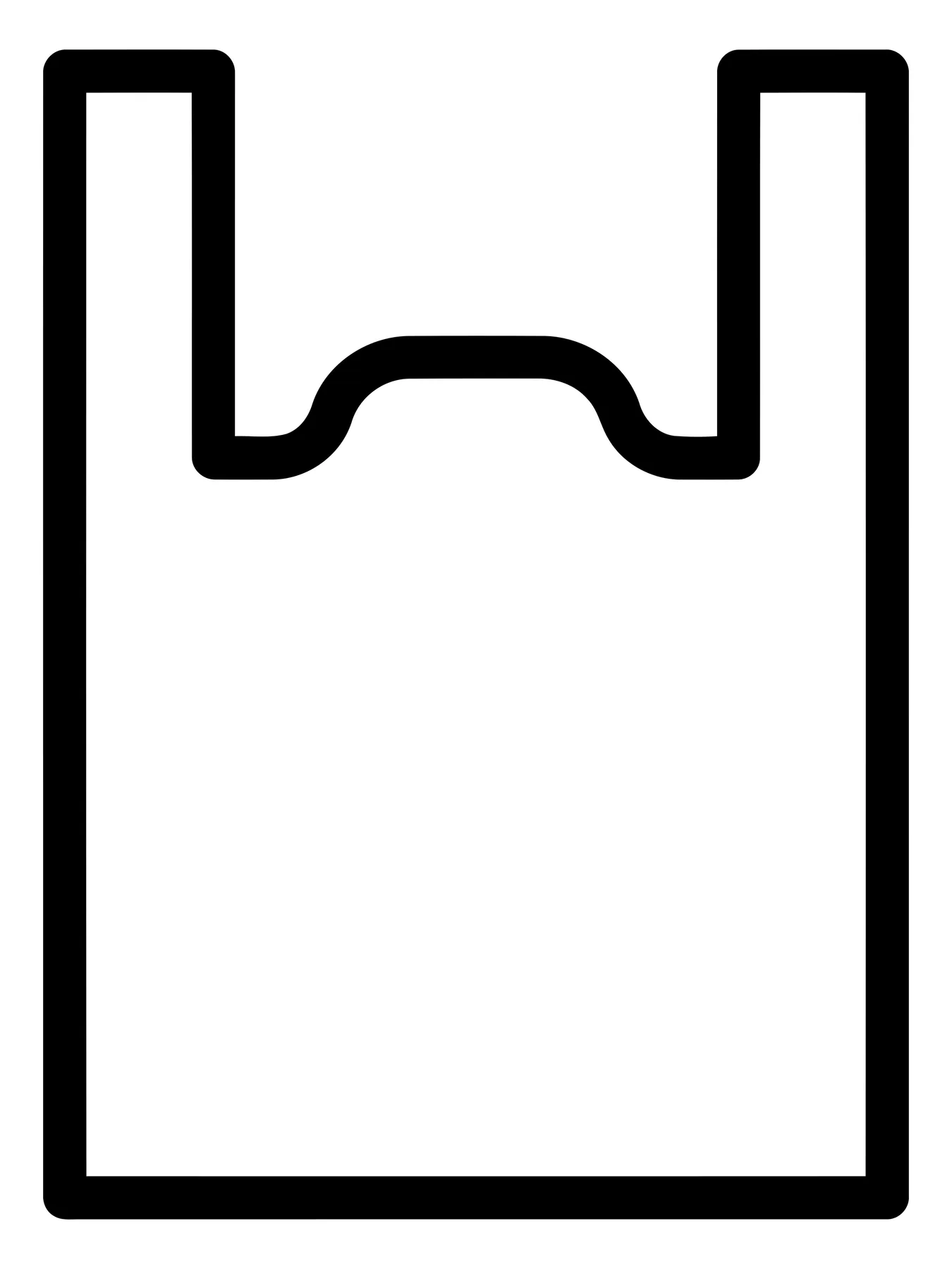 Minimalist Plastic Shopping Bag Outline Vector Icon