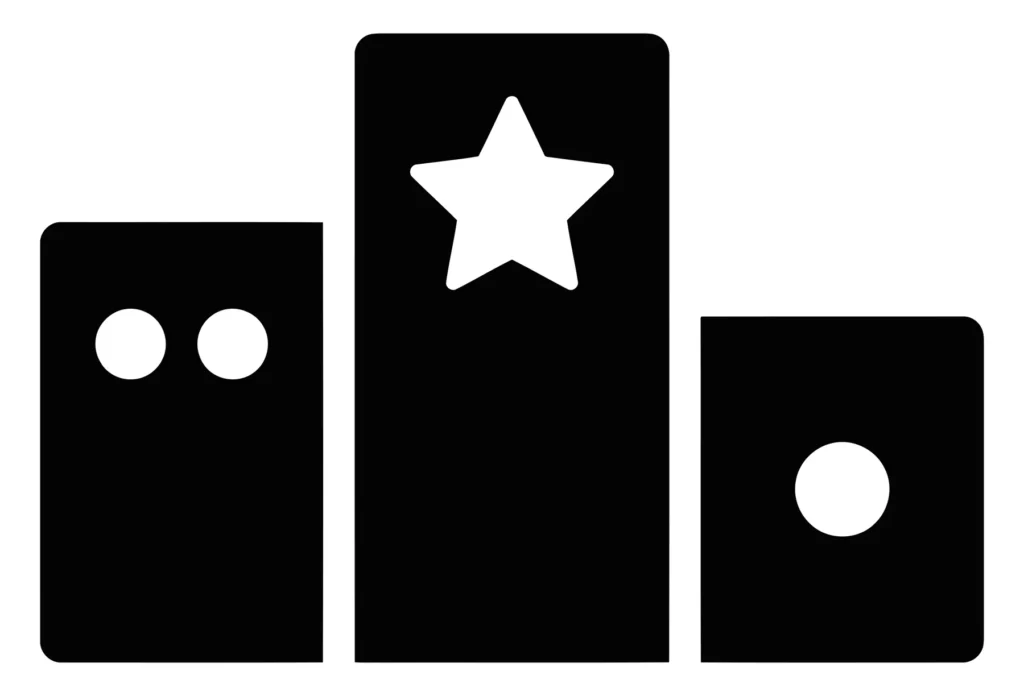 podium icon with a star and circular ranking markers