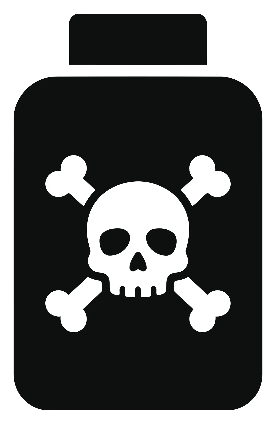 Black Poison Bottle Icon with Skull and Crossbones