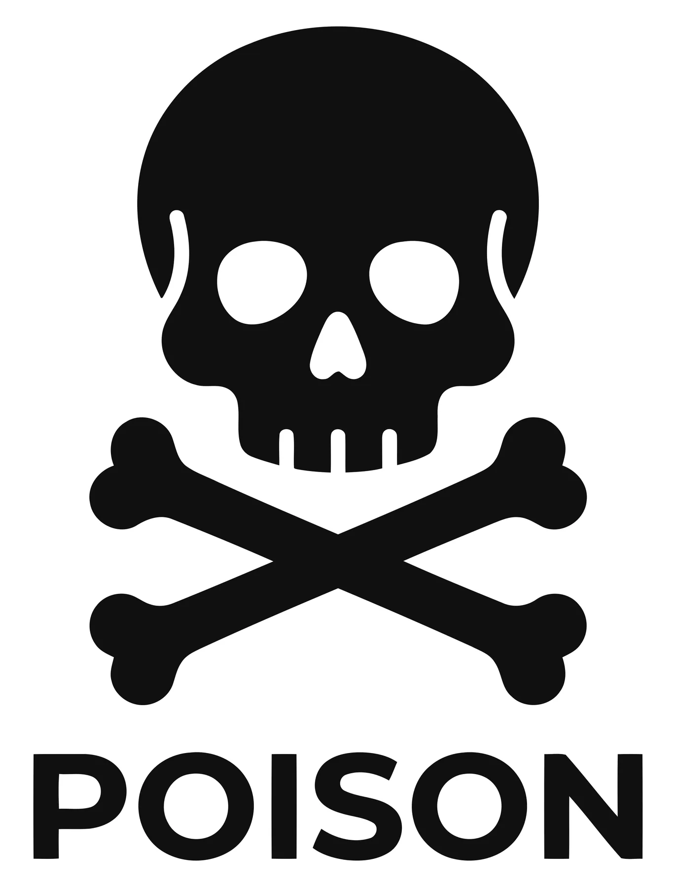 Black Poison Skull and Crossbones Warning Symbol