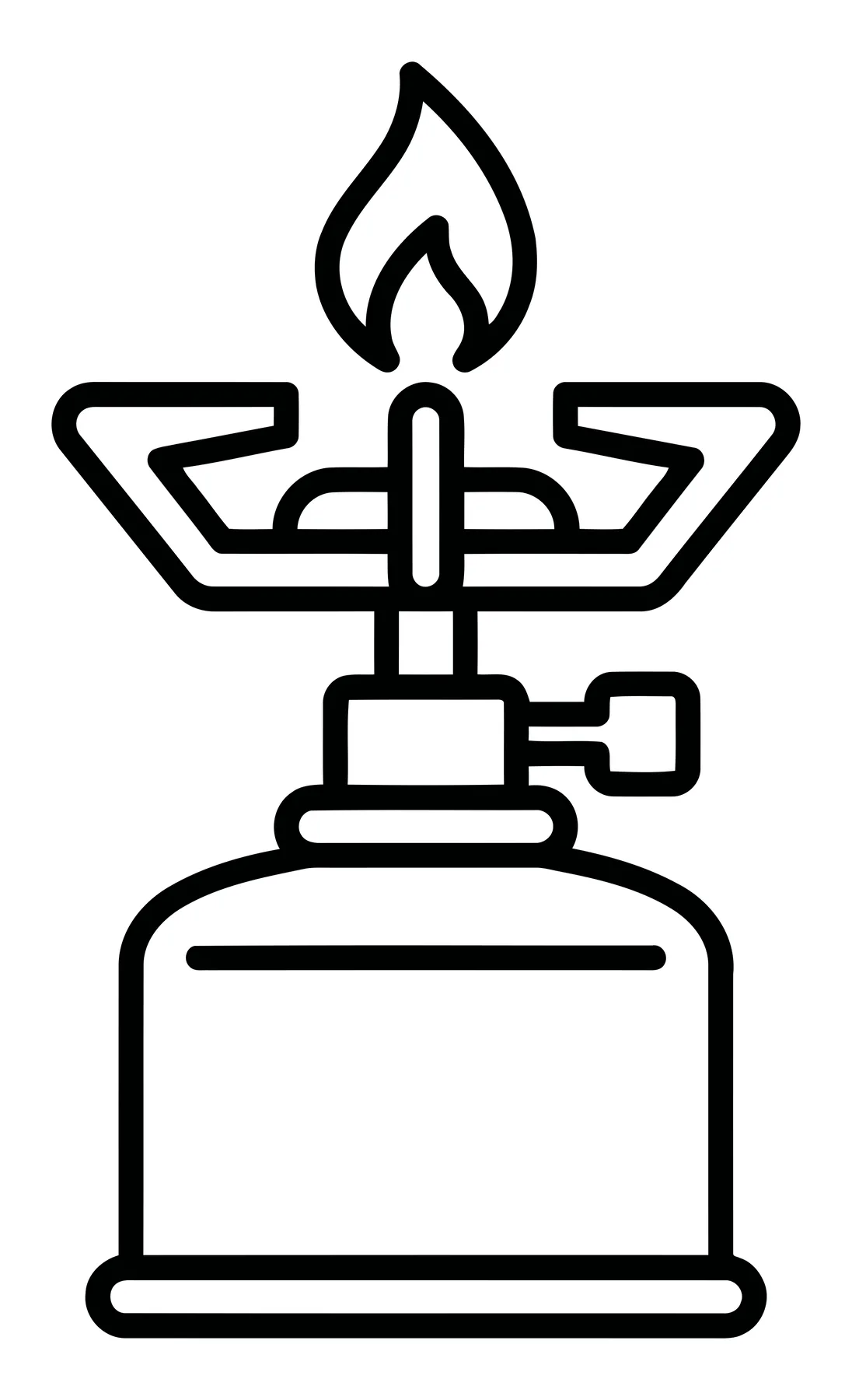 Linear Icon of Portable Camping Gas Stove with Flame