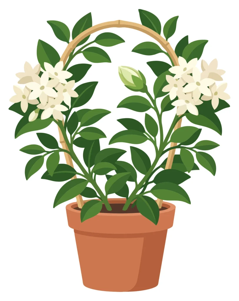 Potted Jasmine Plant With White Flowers On A Trellis potted jasmine plant with white flowers on a trellis
