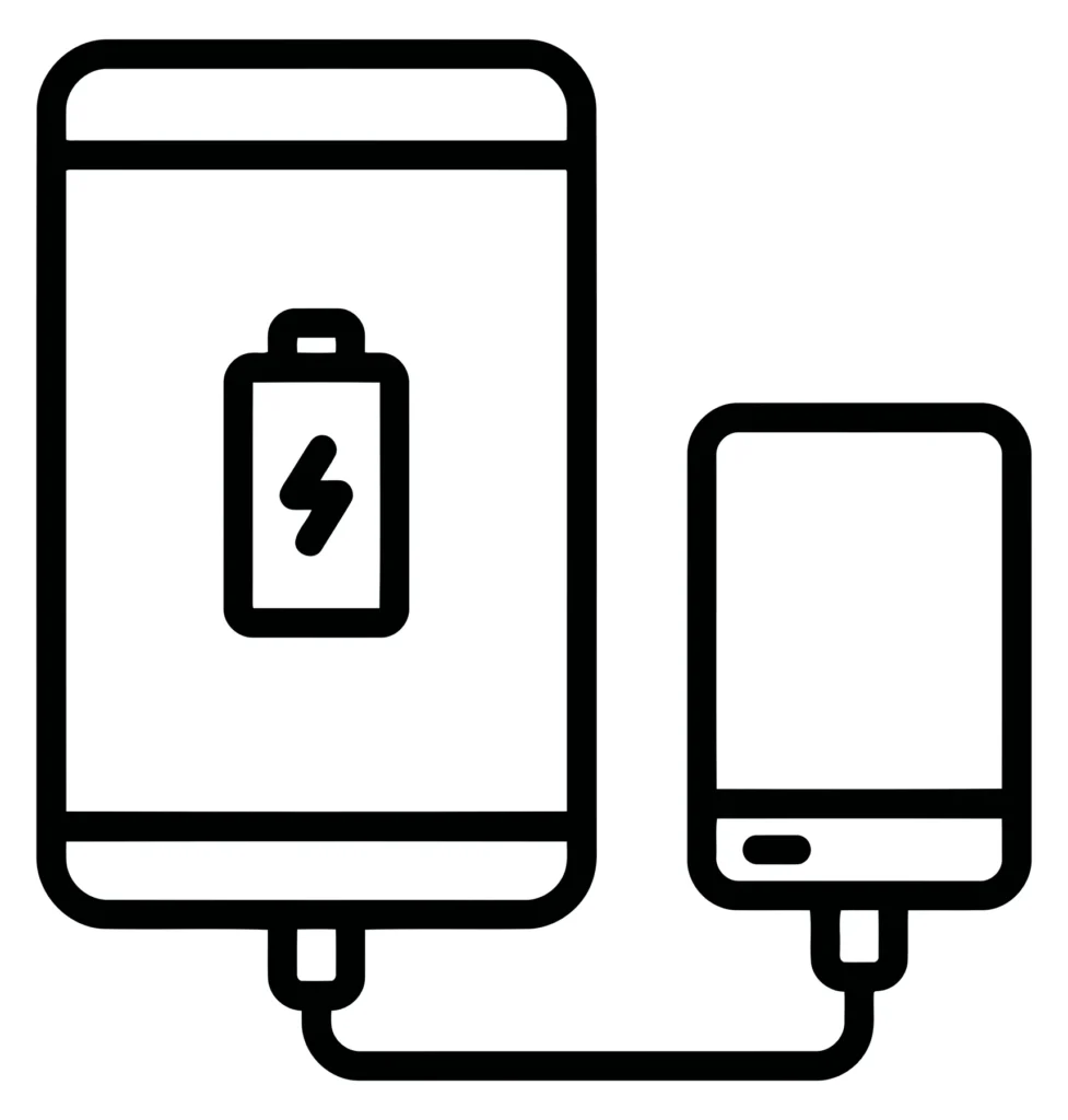 power bank charging a smartphone icon