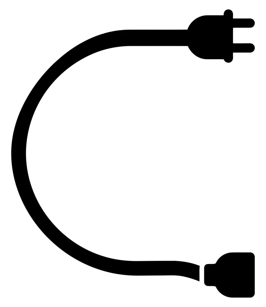 power cord icon, simple vector illustration of an electrical cable with plug and socket