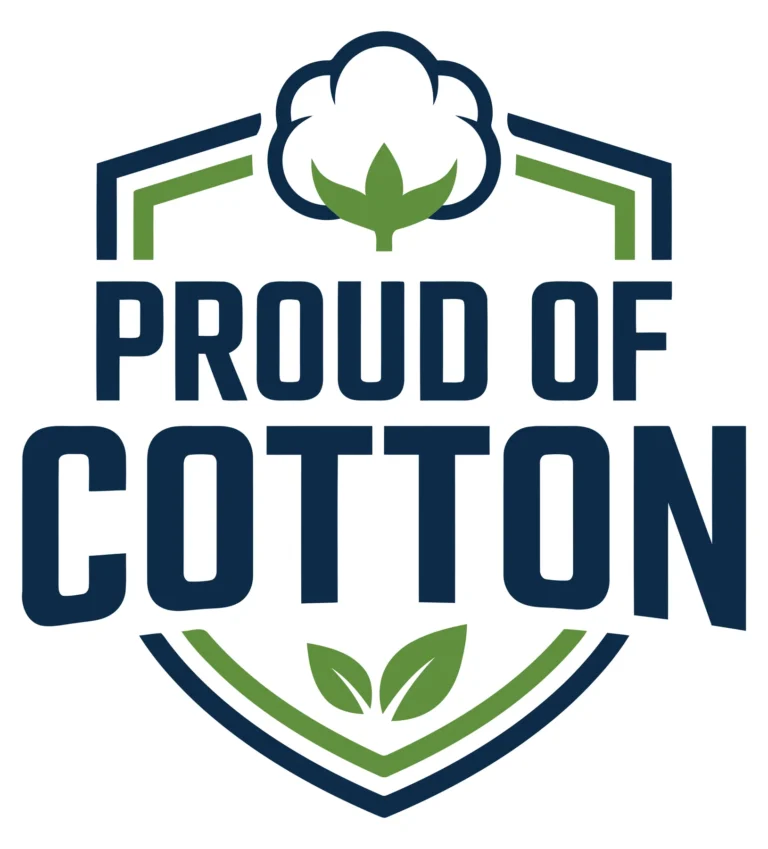 Proud of Cotton Shield Badge Logo with Cotton Boll