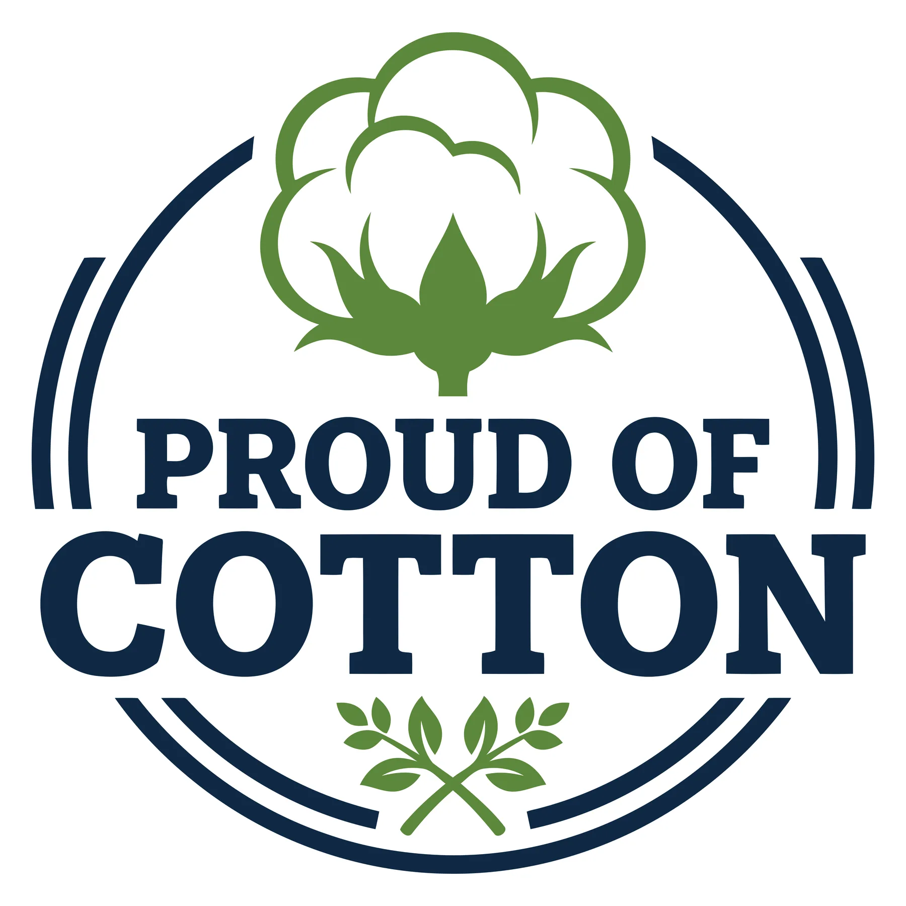 Circular Cotton Boll Logo Design with Green Leaves