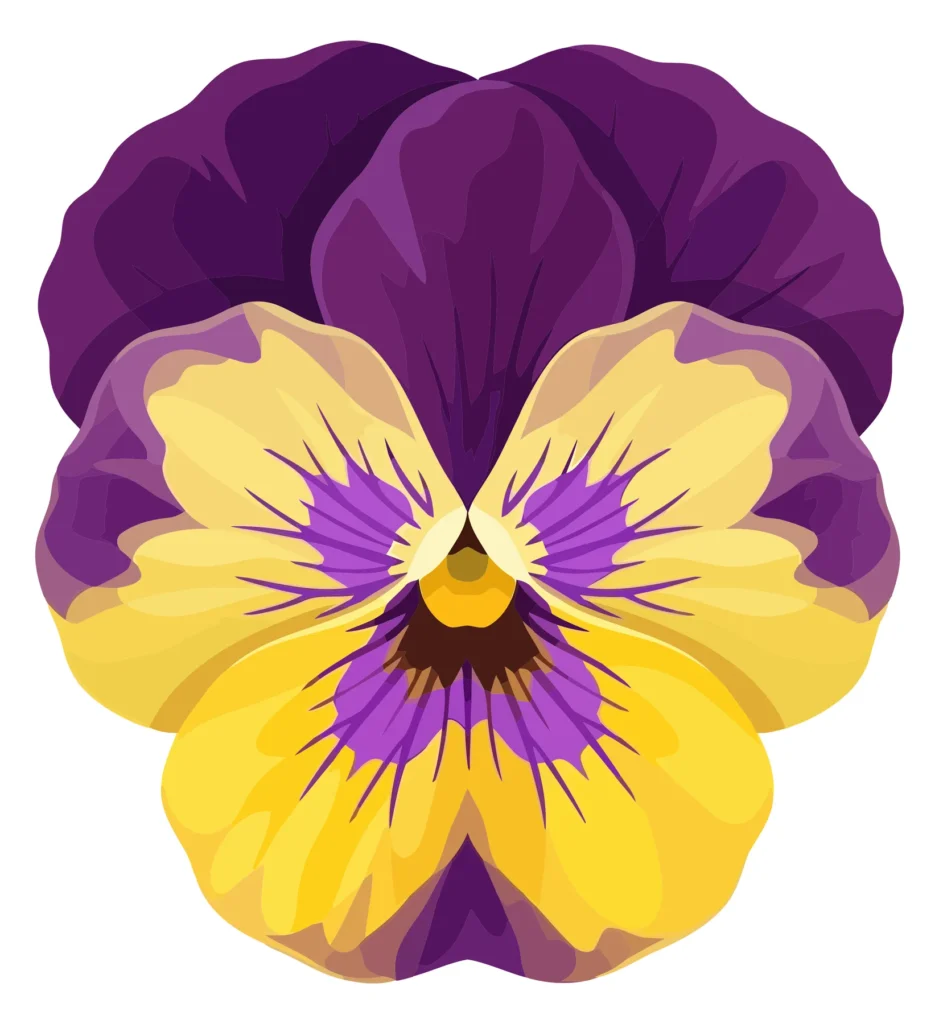 purple and yellow pansy flower illustration
