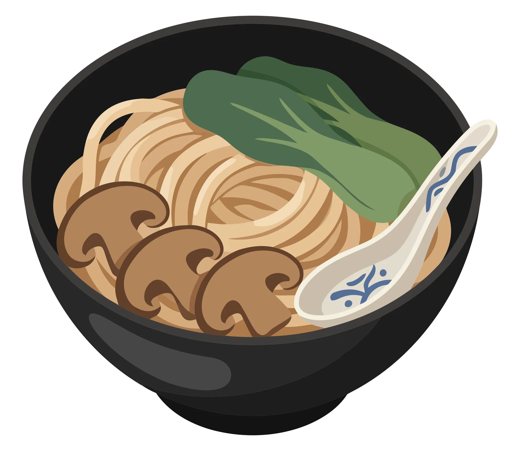 Japanese Ramen Bowl with Noodles and Mushrooms