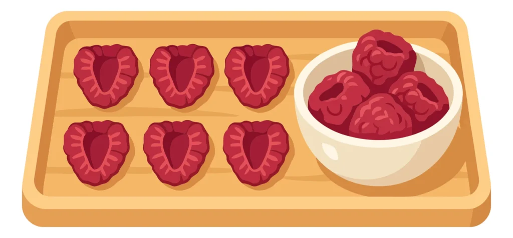 Raspberries In Wooden Tray And Ceramic Bowl Illustration Vector raspberries in wooden tray and ceramic bowl illustration vector