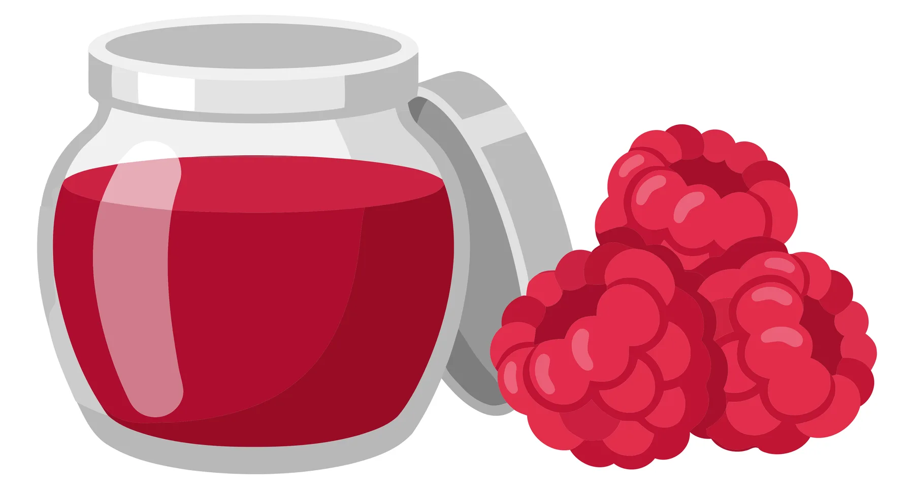 raspberry jam jar isolated on white background