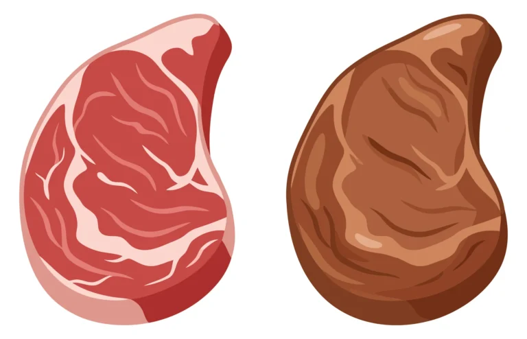 raw and cooked steak illustration isolated on white background