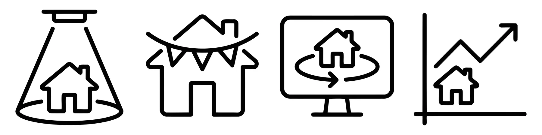 Real Estate Marketing Line Icons Set for Property and Growth