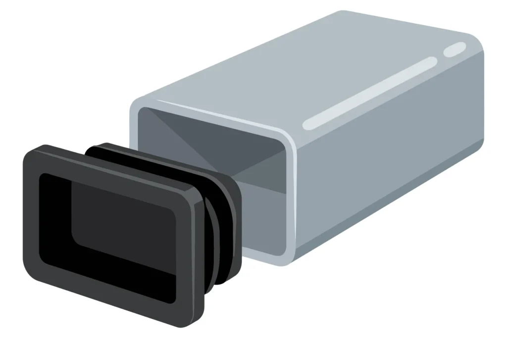rectangular plastic insert plug for metal tubing