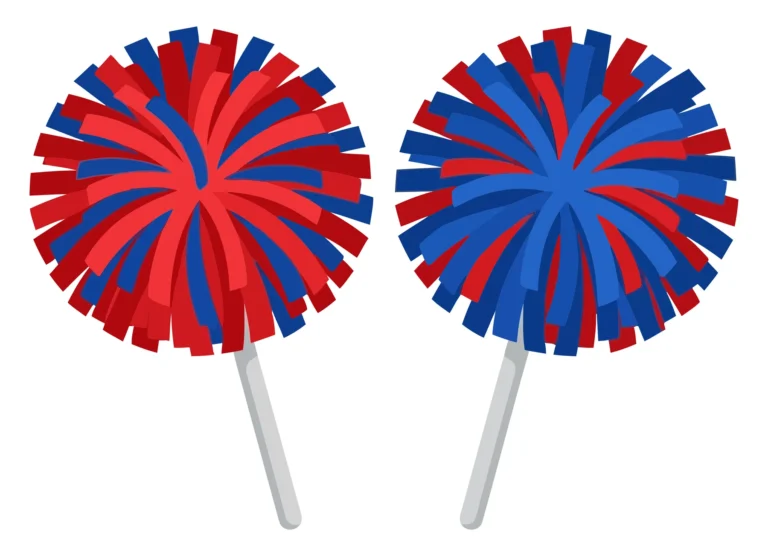 Red and Blue Cheerleading Pom Poms Vector Illustration