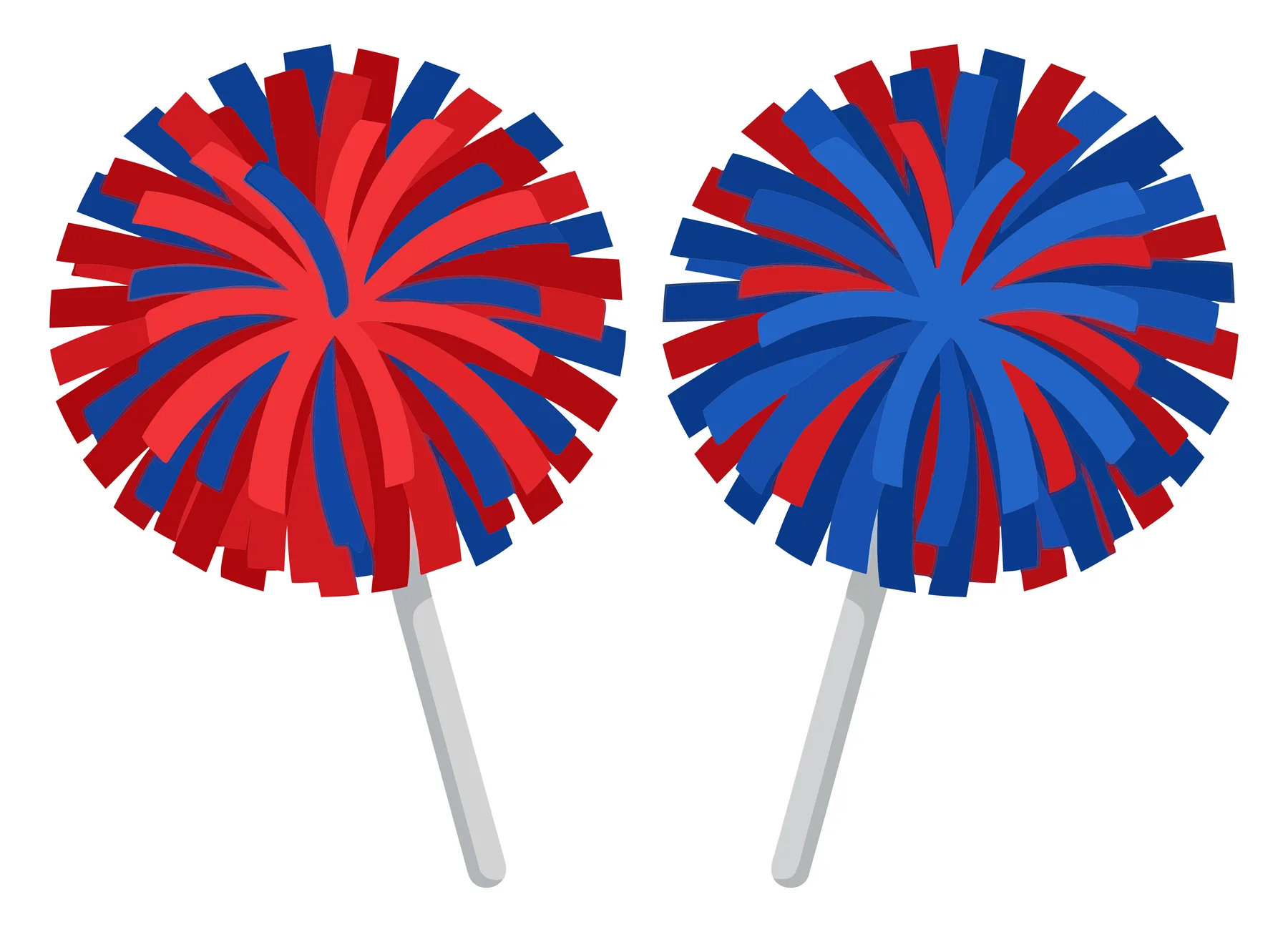 Red and Blue Cheerleading Pom Poms Vector Illustration
