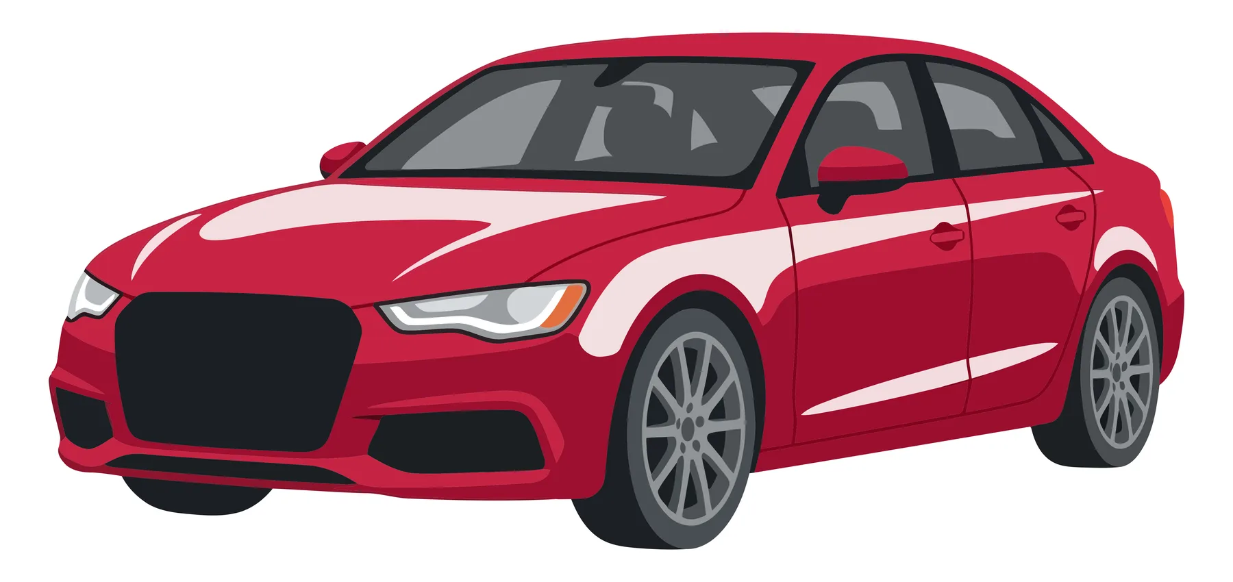 Red Sedan Car Vector Illustration