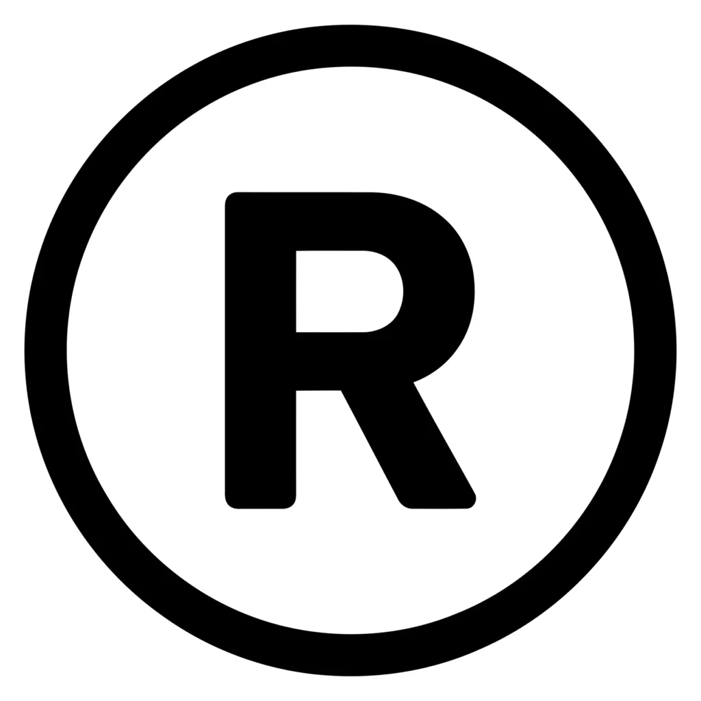 registered trademark symbol, letter r inside a circle