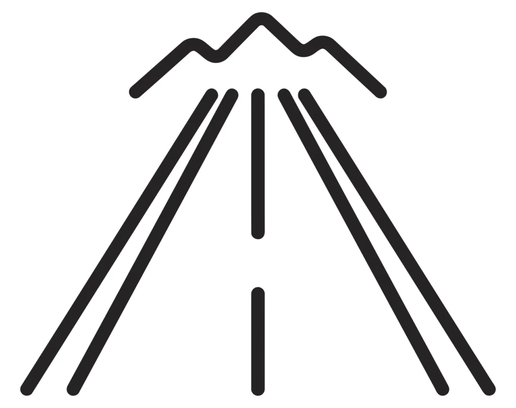 road to mountains icon, travel and adventure concept