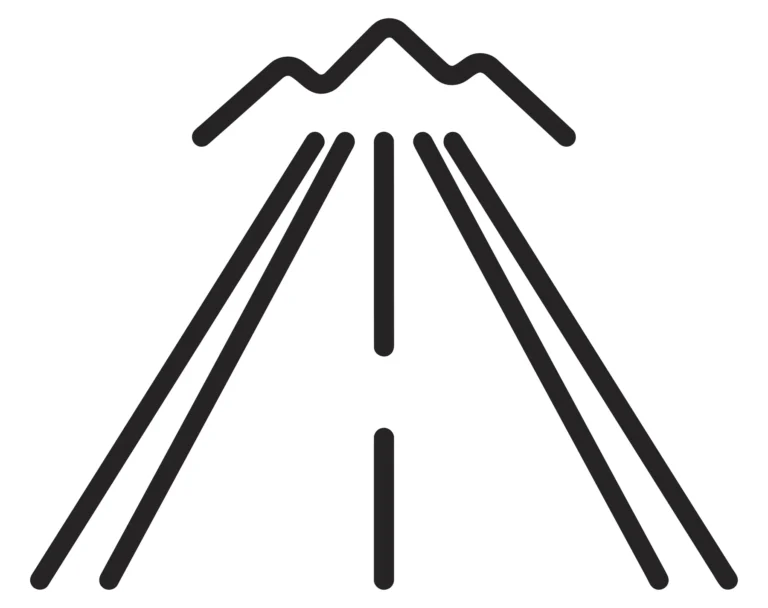 road to mountains icon, travel and adventure concept