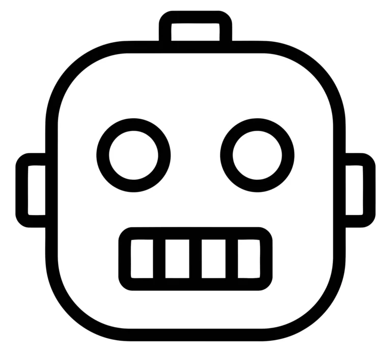 Simple Line Art Robot Head Icon