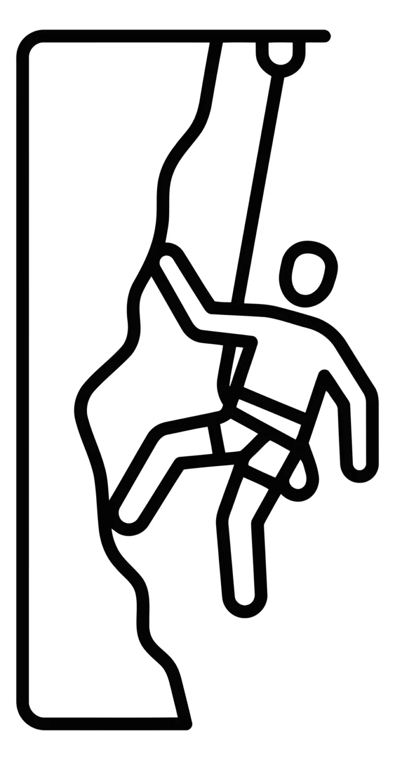 Minimalist Rock Climbing Icon in Line Art Style