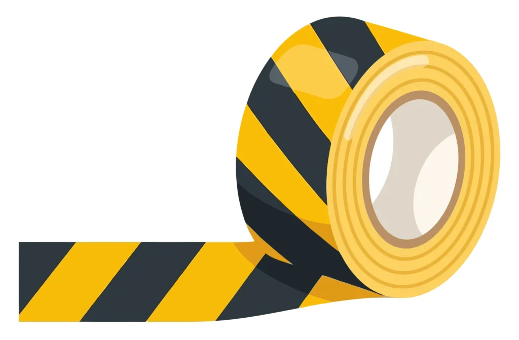 roll of yellow and black hazard warning tape