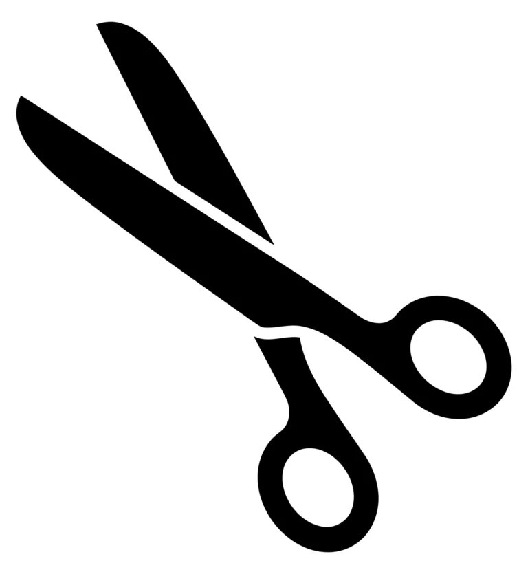 Black Scissors Icon in Flat Design Style
