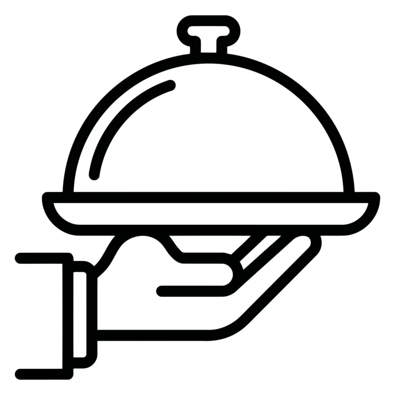 serving tray icon food service waiter hand line art vector