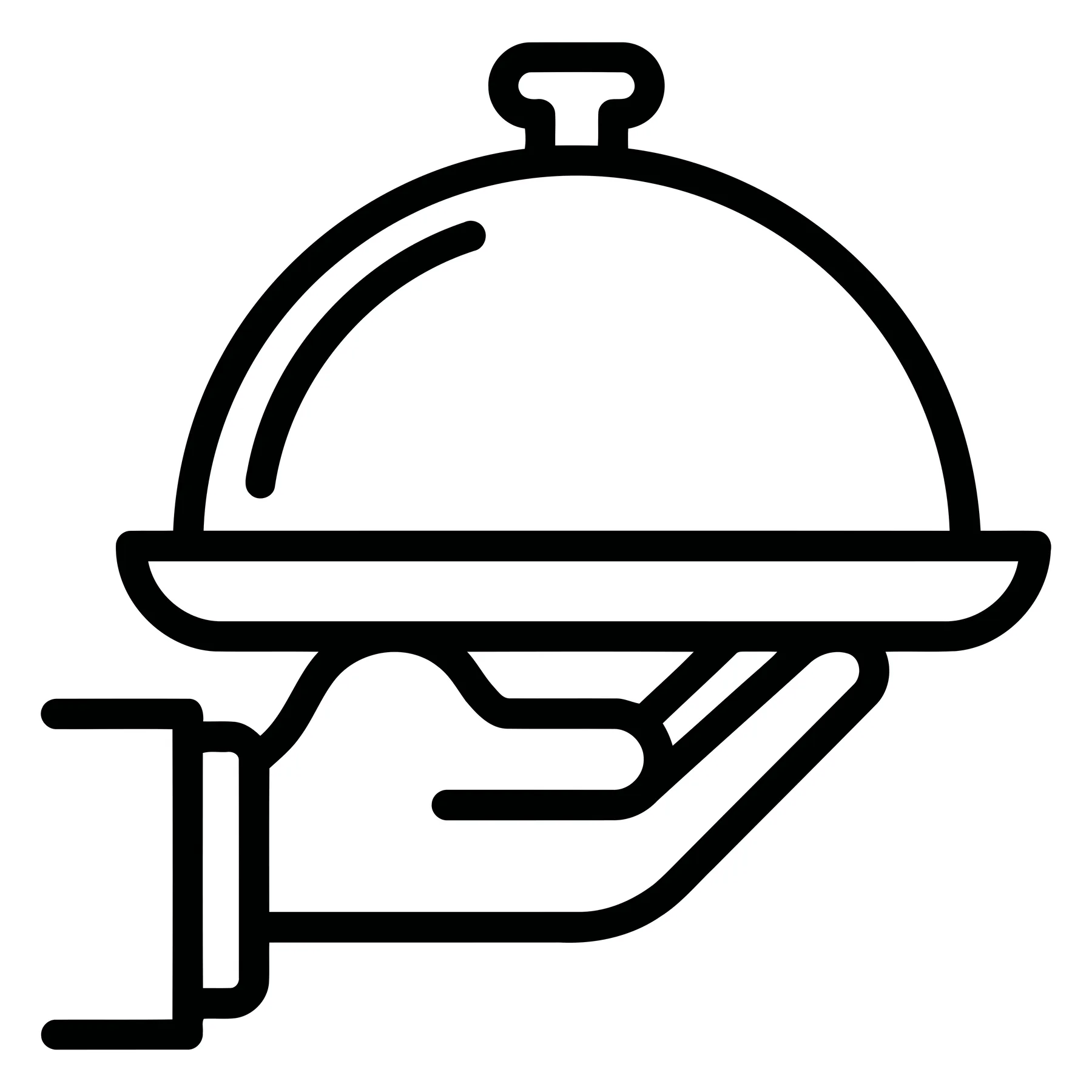 Hand Holding Serving Tray Line Art Icon