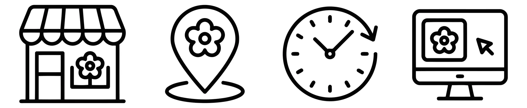 Linear Vector Icons for Flower Shop and Online Ordering