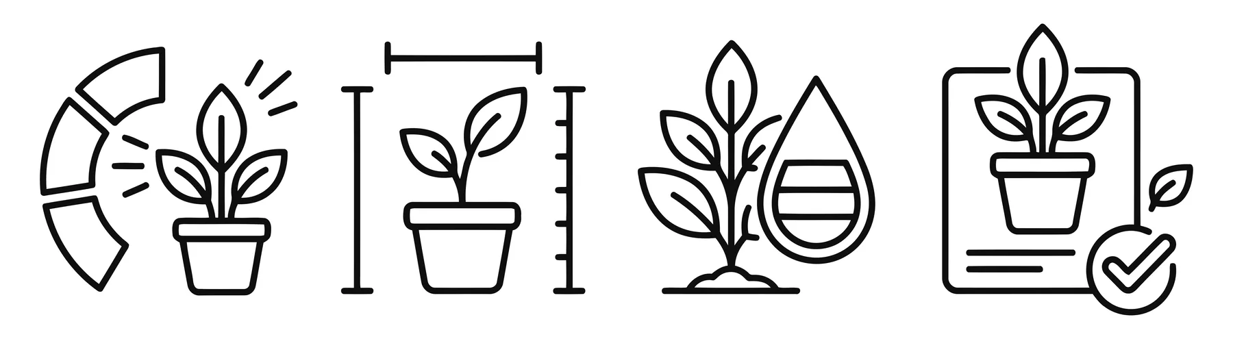 Gardening and Plant Care Line Icons Set