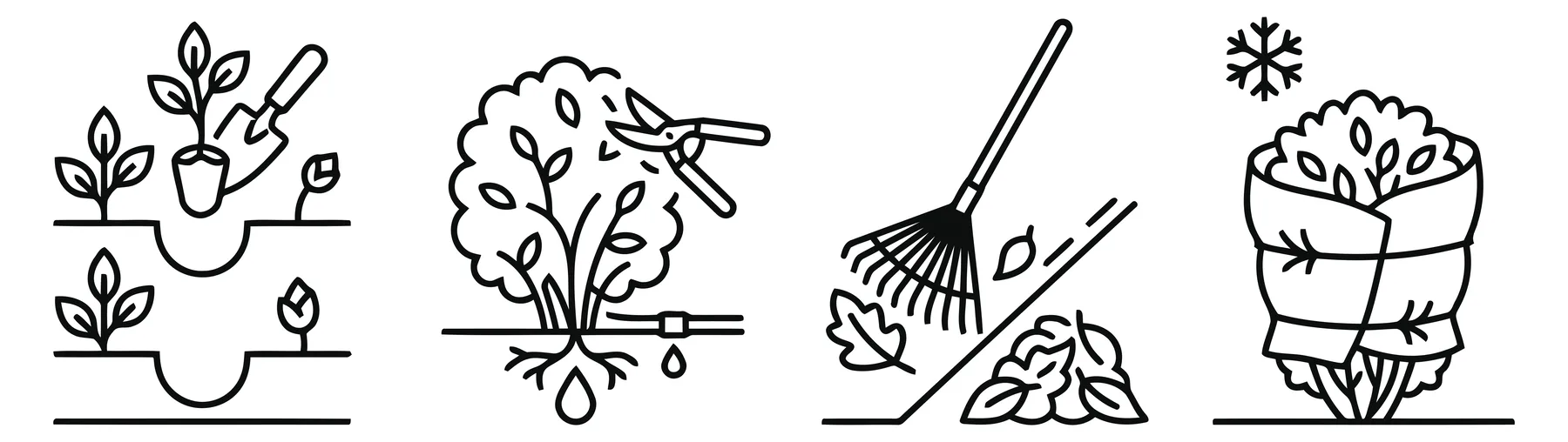 Gardening Tools and Activities Vector Icons Set