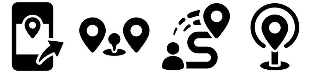 set of location and navigation map pin icons for mobile applications and web design