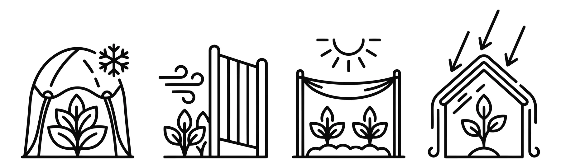 Gardening Climate Control and Plant Protection Icons Set